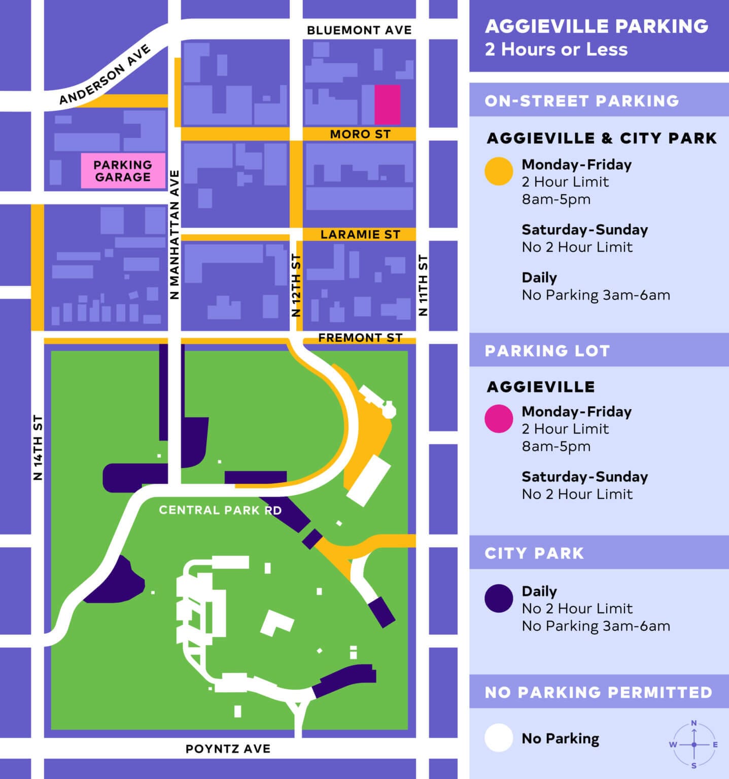 2 Hours or Less Parking Map